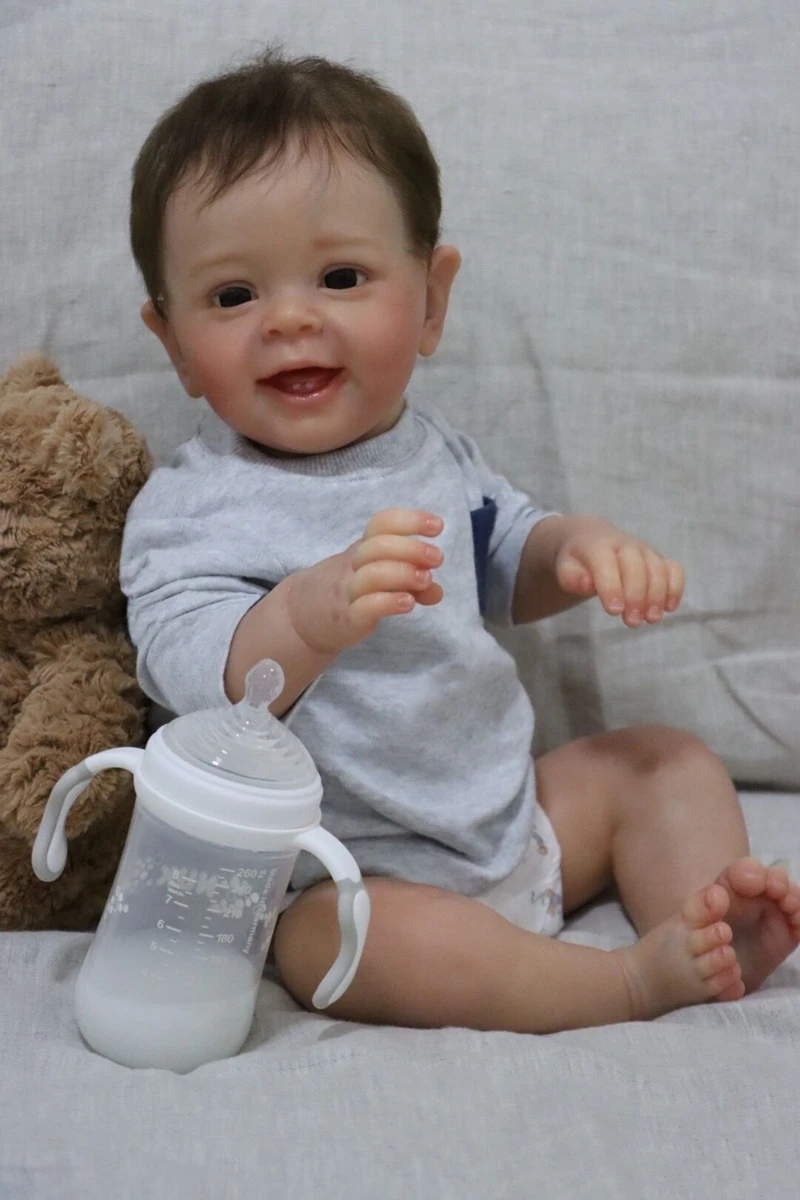 NPK 60CM Hand-rooted Hair Reborn Finished Doll Painted as in Picture Baby Yannik in Boy With Lifelike Hand Painted Art Doll