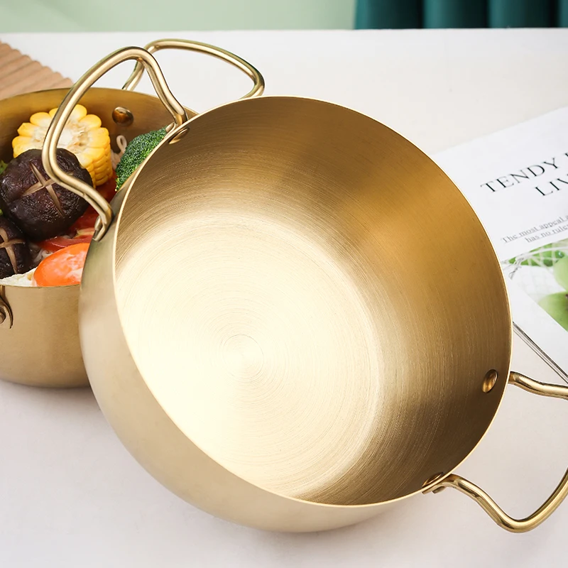 Korean Kitchen Cookware Food Sets High Quality Double Handle Stainless Steel Cooking Soup Pot Soup & Stock Pots Metal All-season