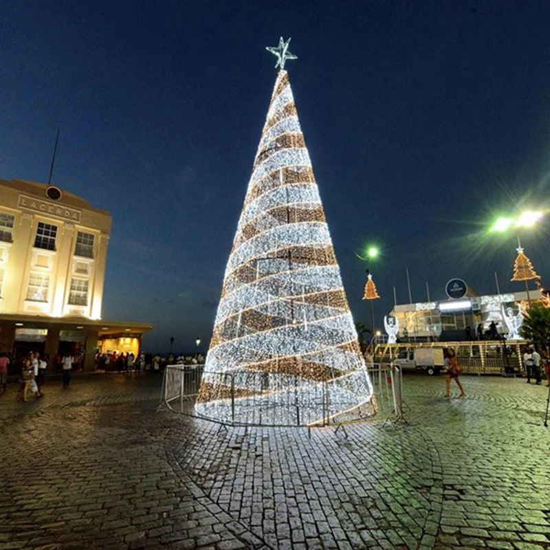 Artificial spiral outdoor commercial lighted large giant christmas tree for Mall decoration
