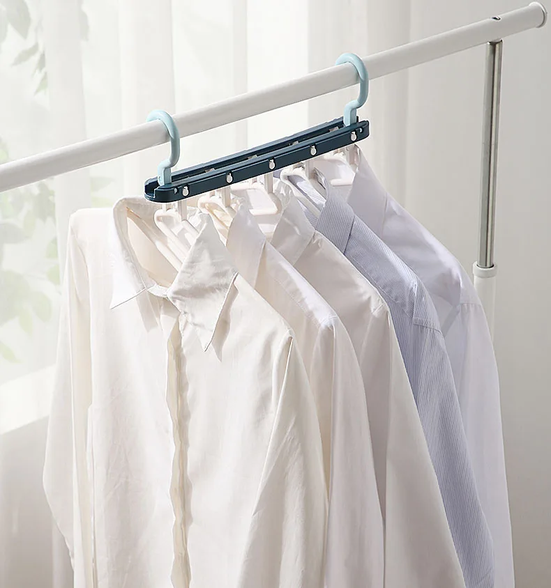 5 In 1 Non Slip Plastic Foldable Hangers Magic Clothes Hanger Space Saving Organizer Scarf Cloth Rack