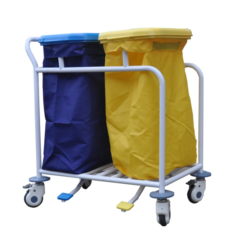 Stainless Steel Medical Waste Collecting Trolley With Canvas Bag For Hospital