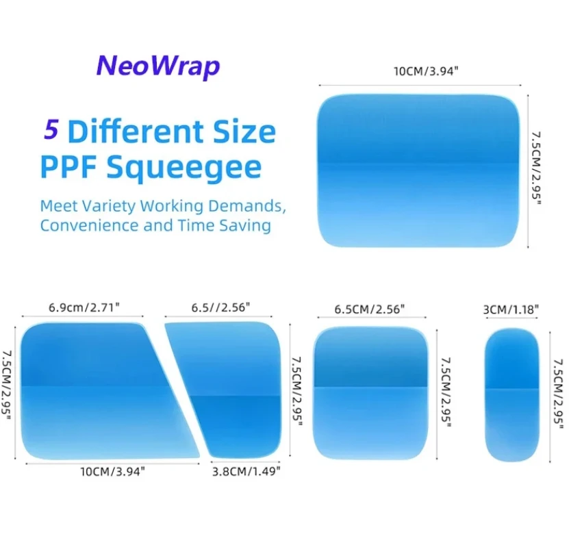 5 in 1  Squeegee Anti-Scratch Rubber Scraper Car Paint Protection Film Install Vinyl Wrap Tool Soft TPU Mini Tint Squeegee