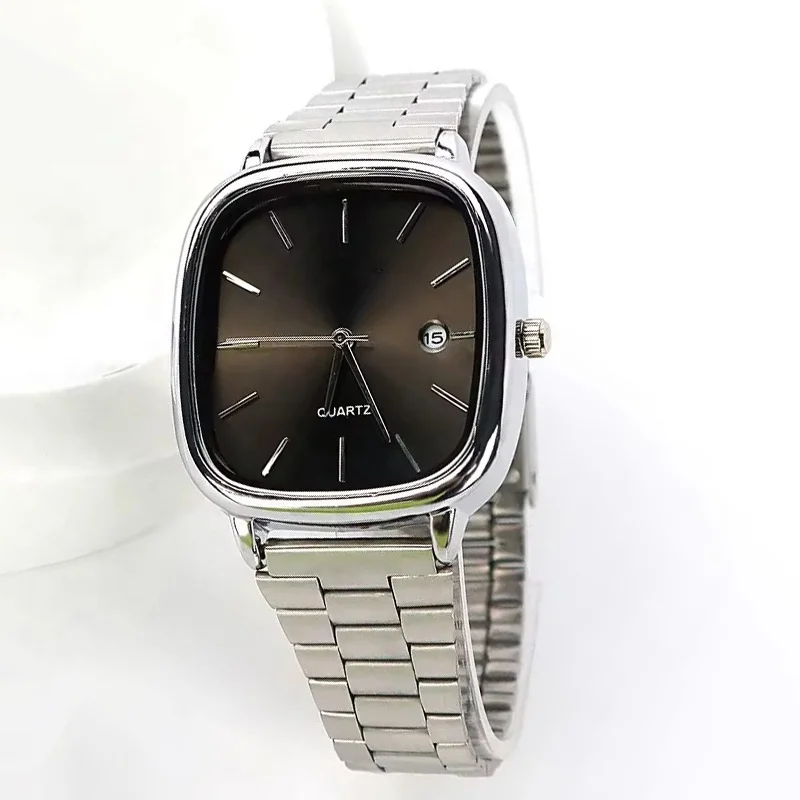 Custom Logo Retro Stainless Steel Women Men Calendar  Wristwatches Quartz Movement Waterproof Watch For Men