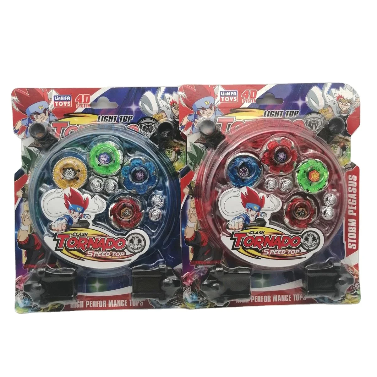 Kids Playing Toys Game Spinning TOP Set 4 Pieces Gyros 2 Launchers 1 Stadium 4D Battle Top Set