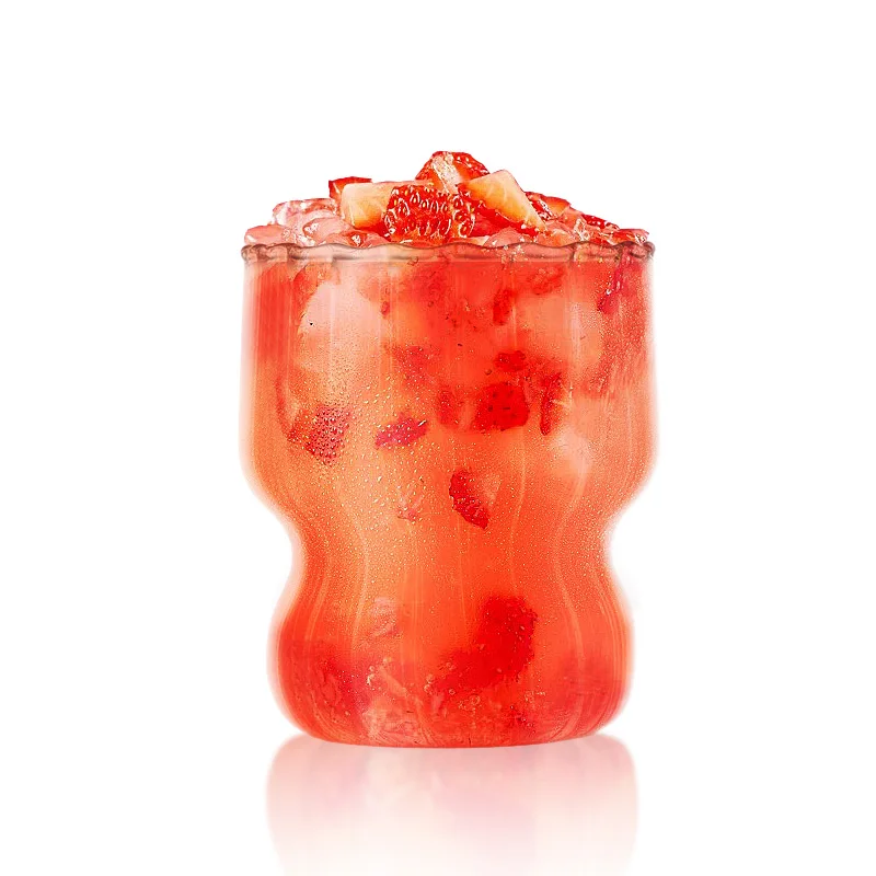 Ribbed Wave Bubble Drinking Glass Cups Iced Coffee Glasses Tumbler Glassware Beer Glasses for Cocktail Soda Gift