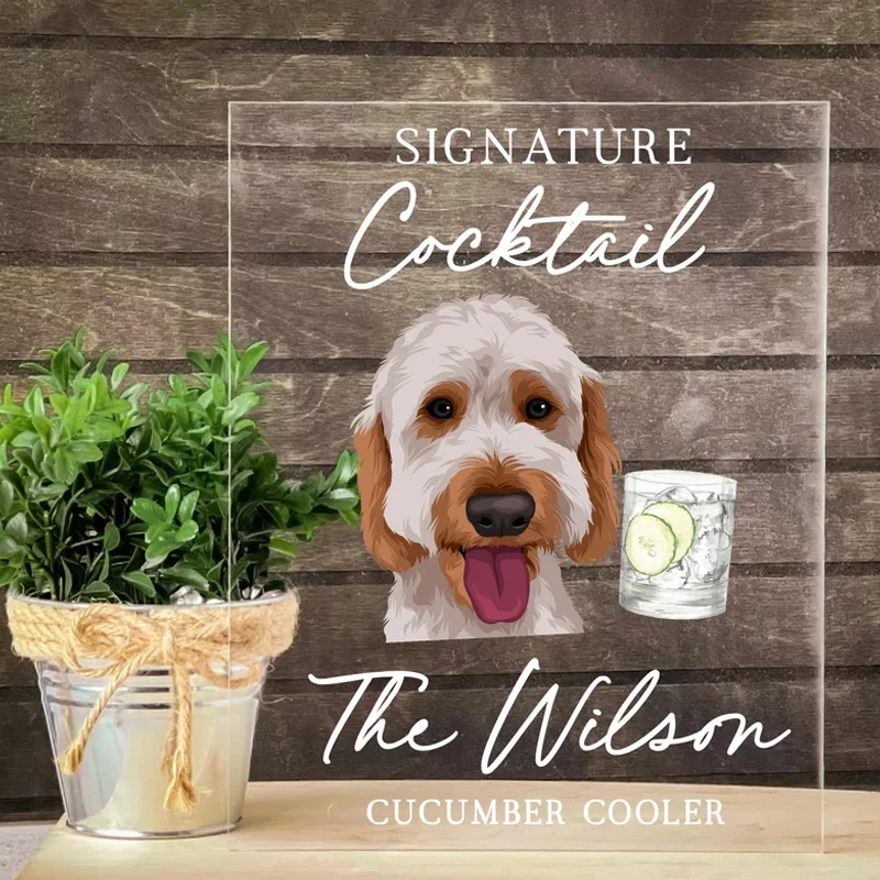 Dog Signature Drink Sign, Open Bar Menu Wedding  Pet Signature Cocktails Wedding Decor Sign,Dog Bar Acrylic Sign