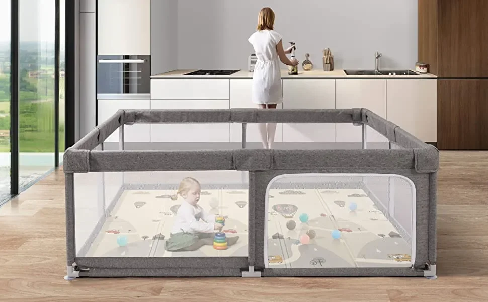 Indoor Outdoor Kids Activity Center Play Yard Anti-Slip Easy to Foldable Baby Travel Bed Base Sturdy Safety Playpen