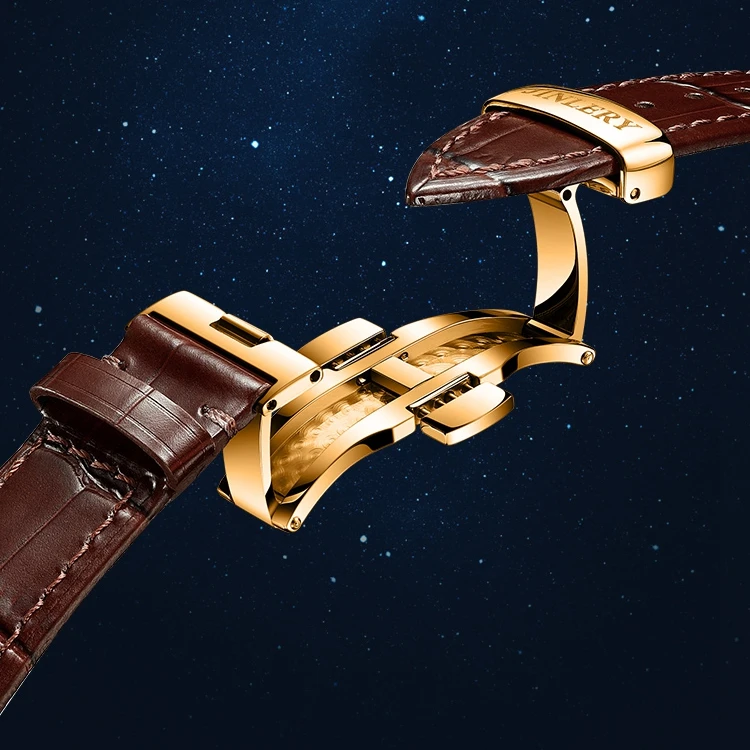 JINLERY tourbillon automatic watches mechanical gold stainless steel watch skeleton tourbillon mechanical movement watch