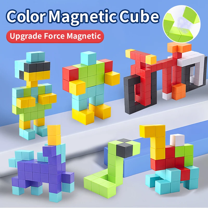 80PCS DIY STEM Construction Puzzle Game Colorful Magnetic Building Block Cube Toys for Kids