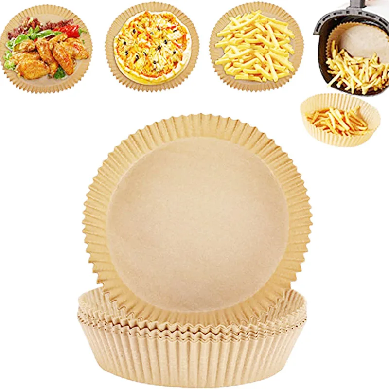 Custom Diy 7 Inch Woolworths Disposable Tray Basket Oven Use Barbecue Air Fryer Wax Paper for Air Fryer Round Oil Free Bamboo