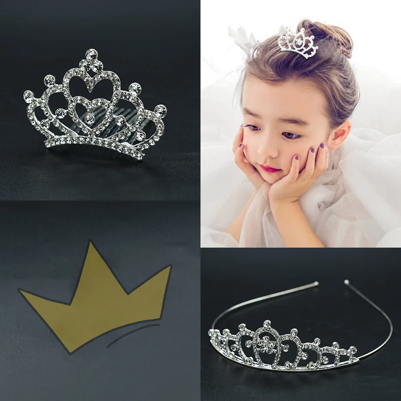  beautiful crown for Kids Princess Crown Crystal Rhinestones Diamonds silver Color Tiara