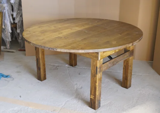 Solid Pine Wood Dining Round Table Folding Farm House Outdoor for Wedding Party Farm Table