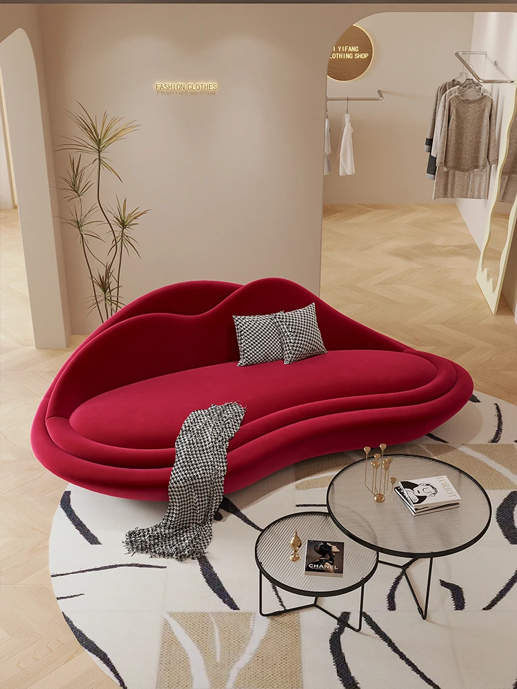 three seat sofa Nordic designer creative personality sofa network celebrity small apartment wave lounge area reception sofa