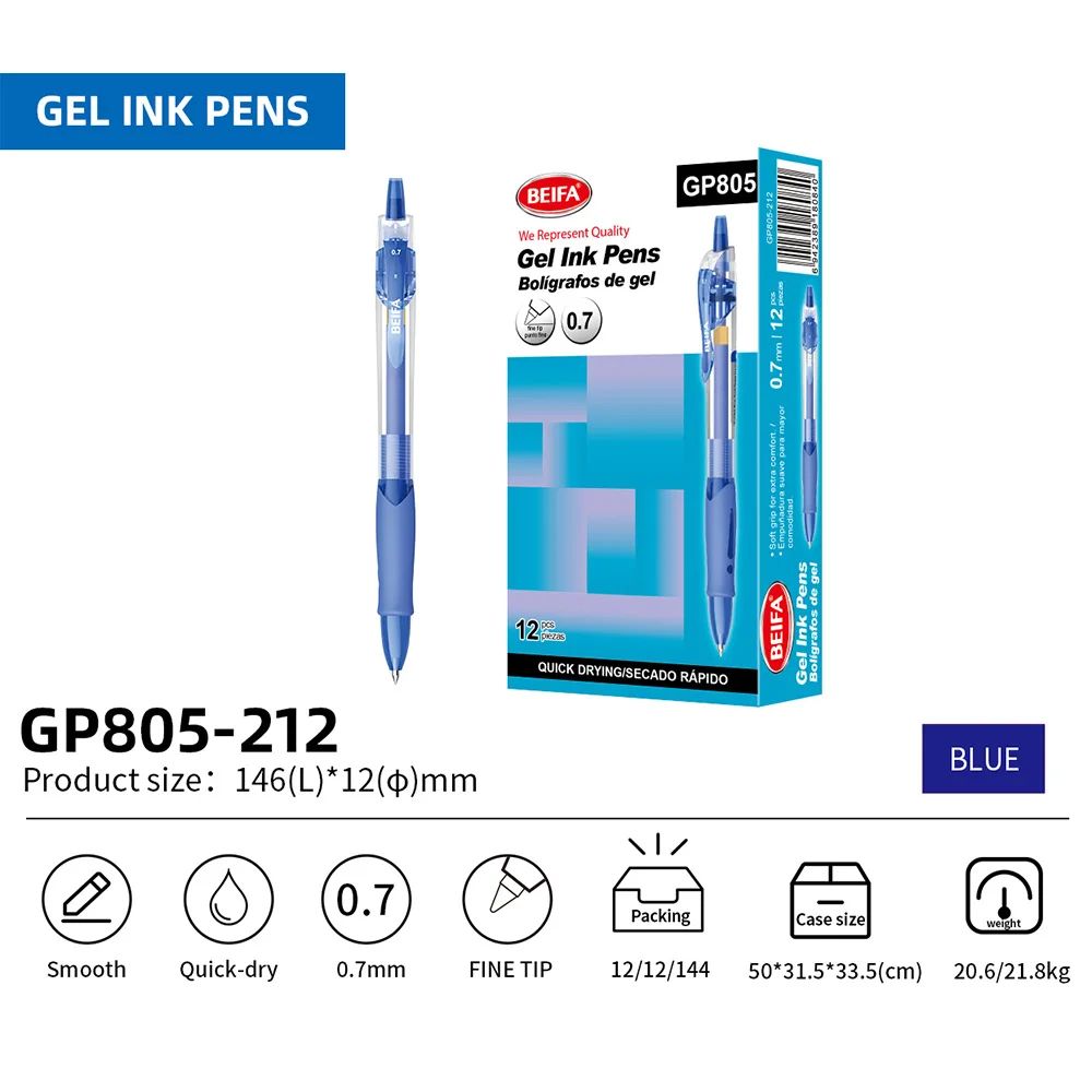 BEIFA GP805 0 5 мм тонкий наконечник выдвижные 3 вида цветов чернила персонализированные ручки быстросохнущие гладкие дополнительные гелевые с пользовательским логотипом