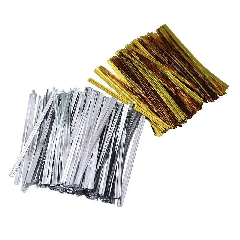 Metallic Roll Green Twist Tie Natur Golden Paper Dauble Wire 100% Pet Packaging Twist Tie Wire Gold and Silver Cable Tie