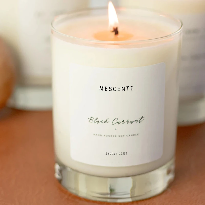 Mescente luxury customised private label decoration 100% soy highly scented hand poured soy candles