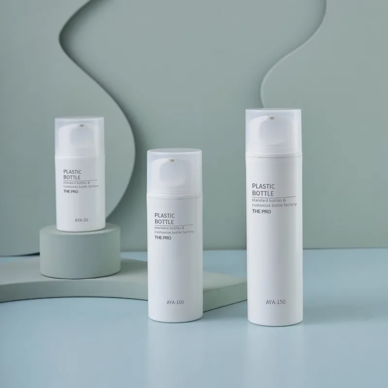 Luxury Free Sample 50ml 100ml 150ml White Cosmetic Empty PP Plastic Twist Pump Bottles For Skincare Serum Lotion Bottles