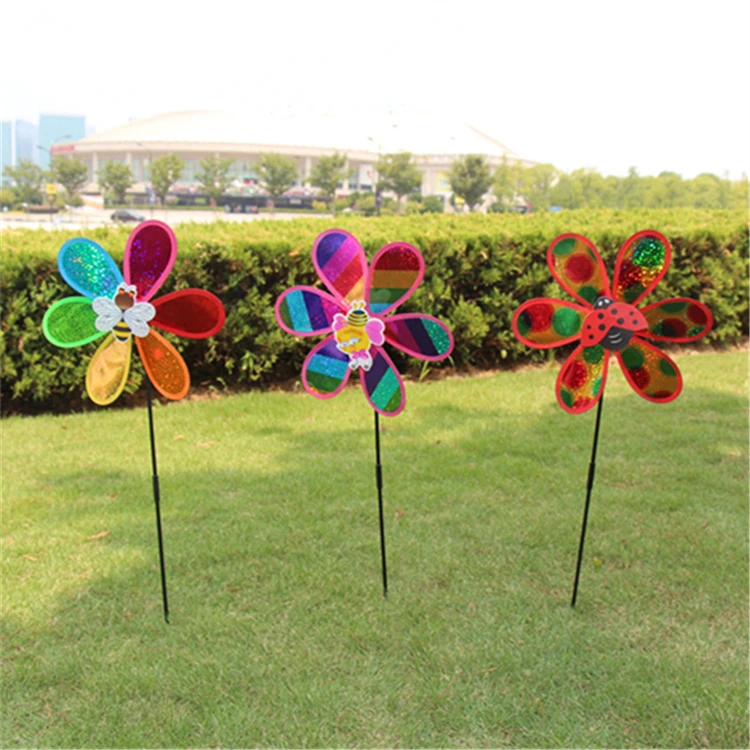 Single-layer glitter toy classic windmill hand-held small sequin windmill plastic sequin insect windmill