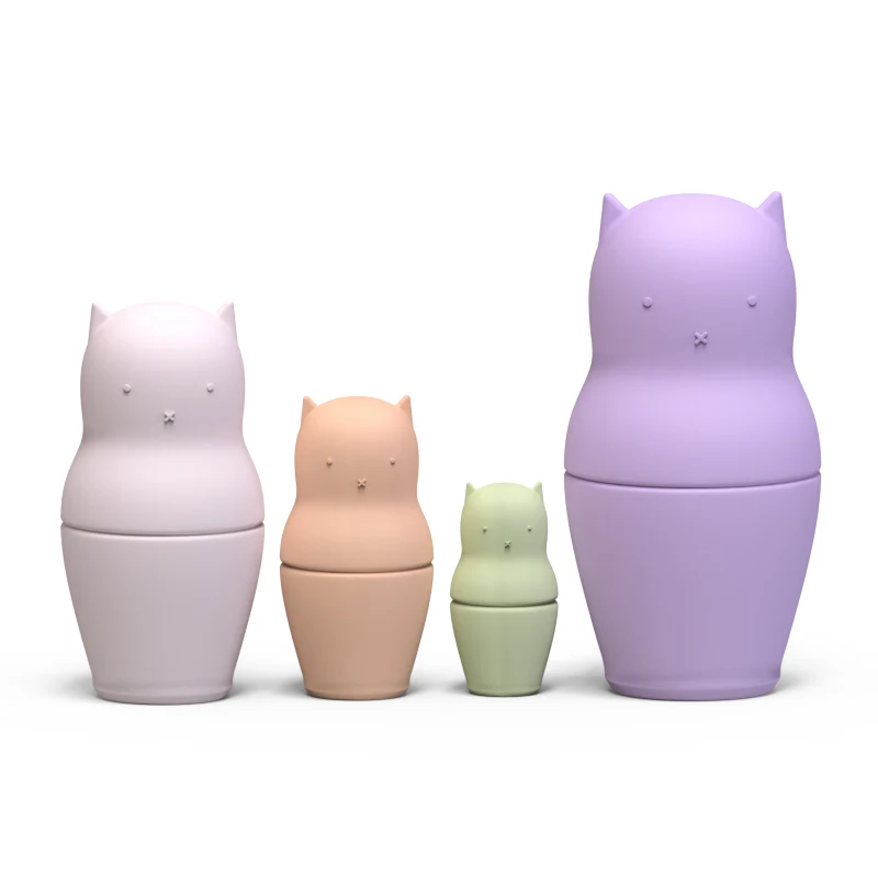 Hot selling New Design Matryoshka Dolls Silicone Teether Soft Dolls Silicone Teether Russian Nesting Doll