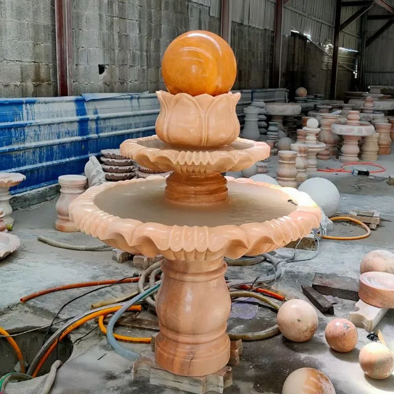 Large Modern Outdoor White Stone Marble Garden Water Fountain for Sale