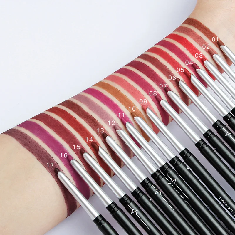 Stereo Matte 17 Color Lip Pencil Packaging Custom Liner Automatic Non-Marking Eye Shadow Eyeliner Lip Pencil Colorfulstick