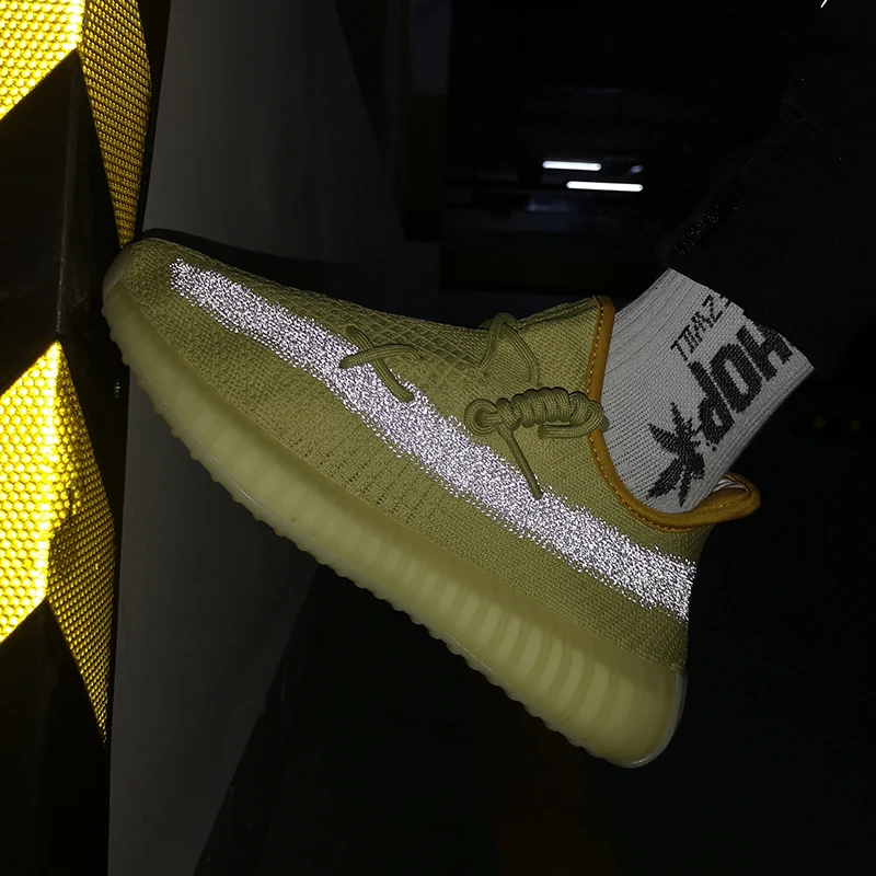 Оригинальный логотип бренда Yeezy светоотражающая полоска блестящие Boosts 350 V2 с фирменной коробкой для лого обуви мужские кроссовки