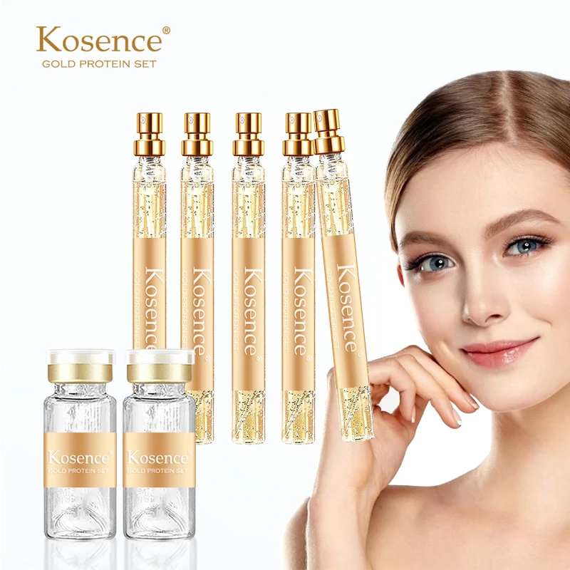 Kosence Factory price collagen silk protein threads 24k gold collagen serum set with protein line
