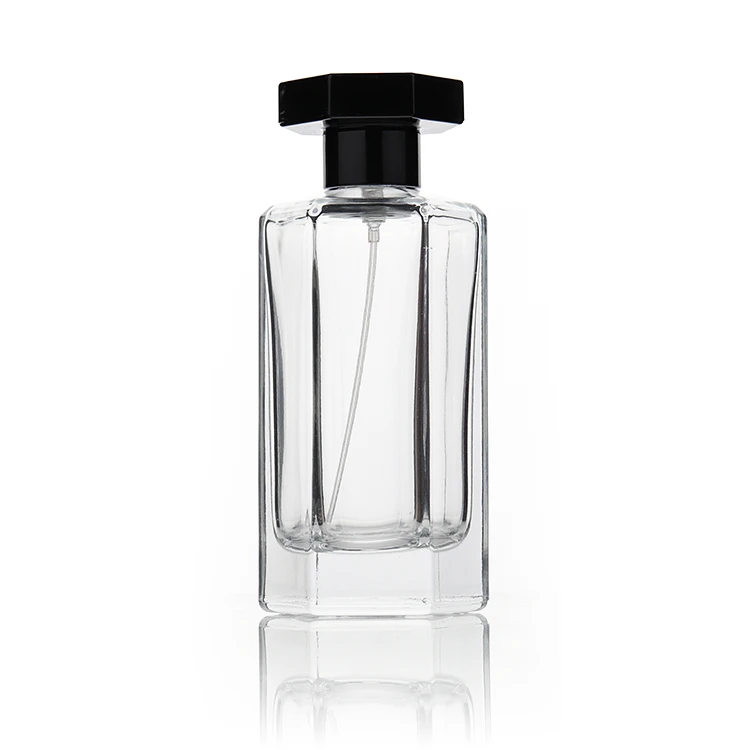 30 ml  50 ml  100 ml  Hexagon empty perfume bottle Design Recyclable Cosmetic Perfume Black Clear Glass Bottles For Skin Care