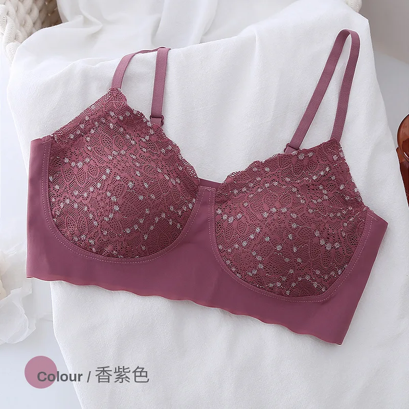 
Camisoles fancy bra Starry sky sling lace bra latex chest pad women seamless underwear traceless 