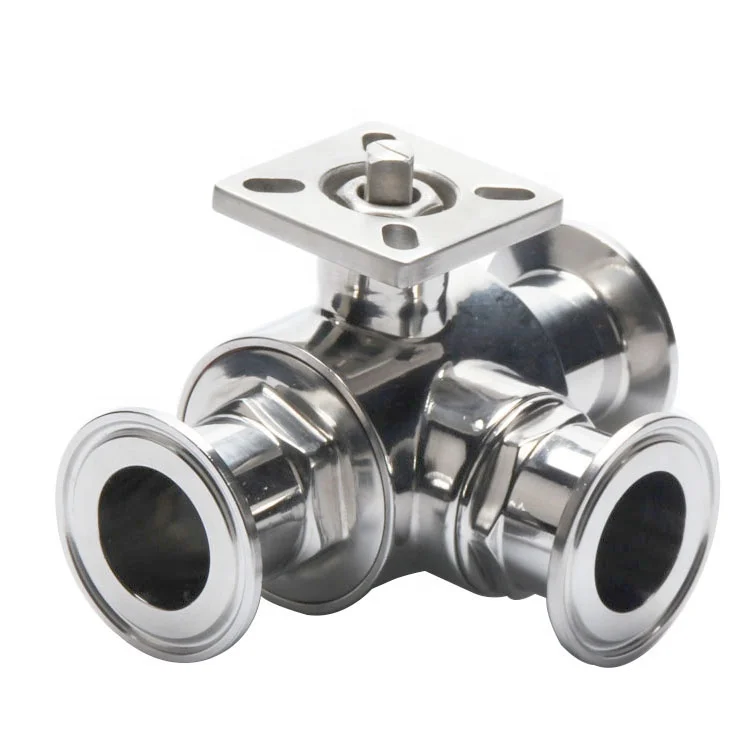 Custom Logo DN15 316L 3Way High Platform Sanitary Pressure Control Three-Way Three Way Stainless Steel Valves 3 Way Ball Valve