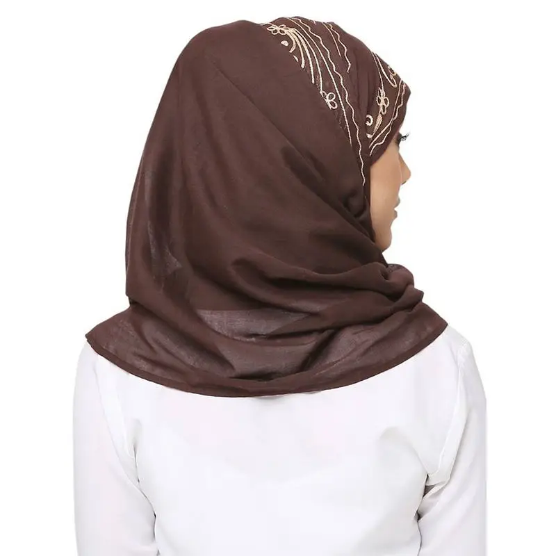 Custom wholesale Embroidered Cotton Muslim Islamic ethnic caps  khimar Fancy printed Casual Hijab Scarf For Women