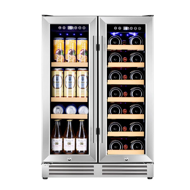 Compressor System LED Light Under the Counter Beverage Fridge Dual Temperature Zone Display Cooler