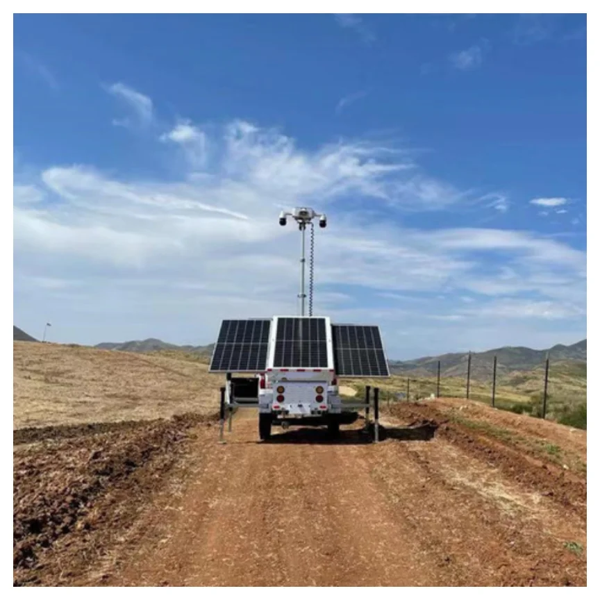 long endurance 4G 5G Starlink Hybrid Mobile Solar CCTV Surveillance Trailer Tower With Alternate Energy Sources For Security