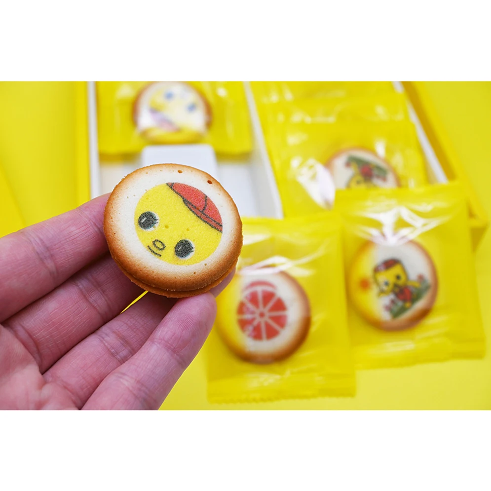 Milk chocolate filled puff biscuit with an original design packaging