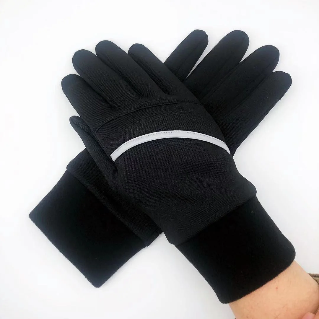 Зимние унисекс Мужские Женские черные Светоотражающие перчатки для бега и других видов спорта с карманом для ключа