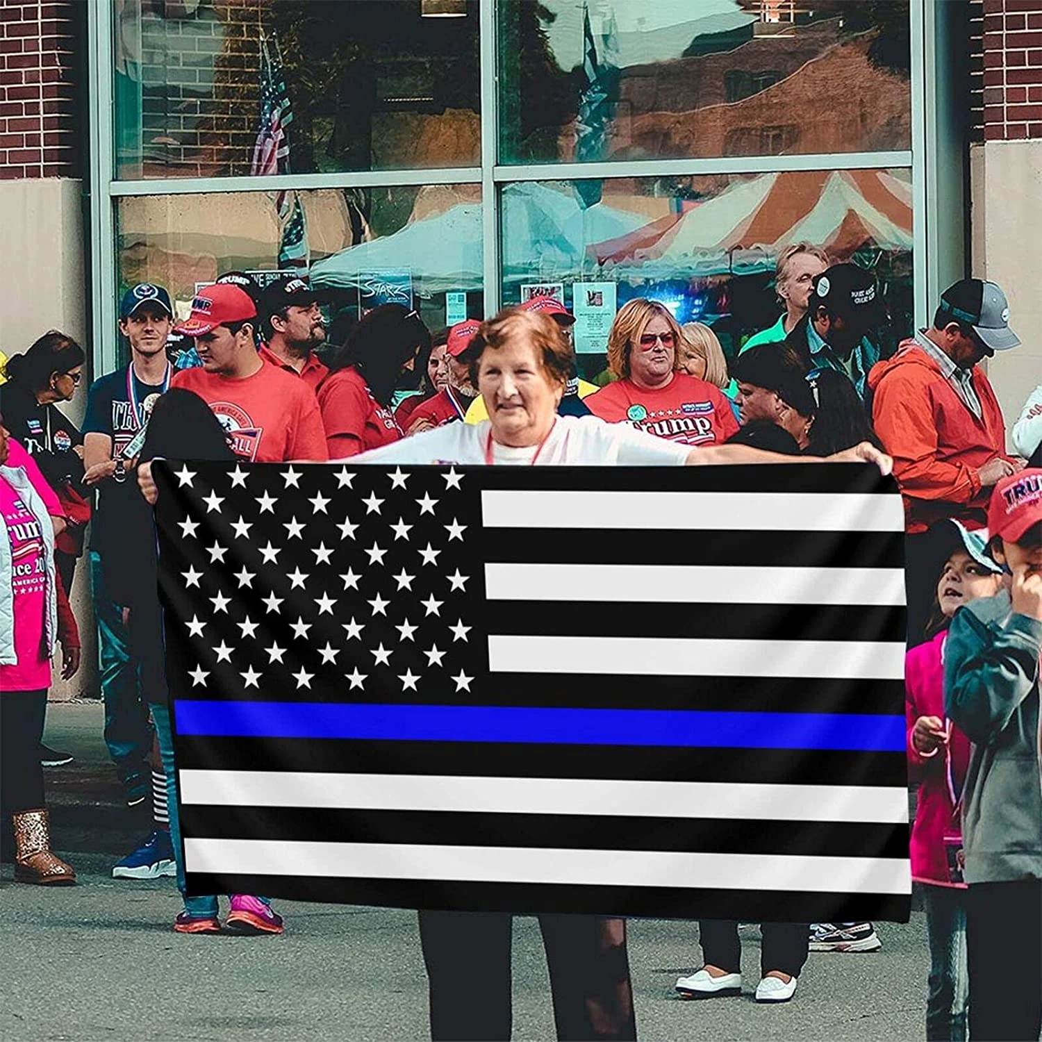 USA 3x5 Feet Stripes Black White and Blue Red Green Yellow Grey American Flag Thin Line Us Usa