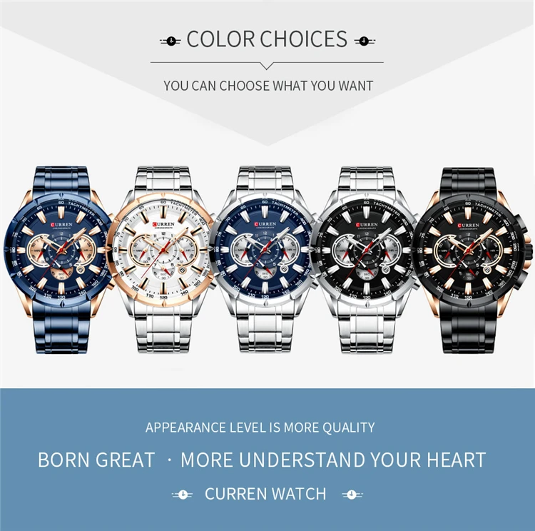 CURREN 8363 2024 Top Brand hot sale fashion Watch of Men Watches Brand Own Luxury Men stainless steel quartz Chronograph Watches