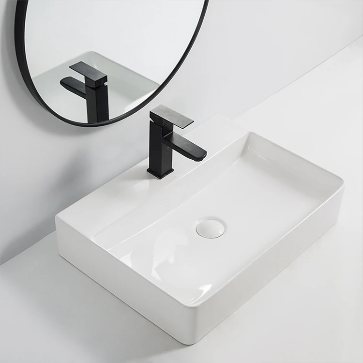 Multiple Sizes Customized Modern Square Shape Above Counter Bathroom Vanity Wash Basin Ceramic Vessel Sink