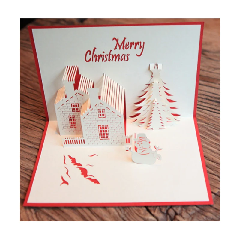 
Merry Christmas tree gift card 3D pop up card handmade custom greeting cards Christmas gifts souvenirs postcards 