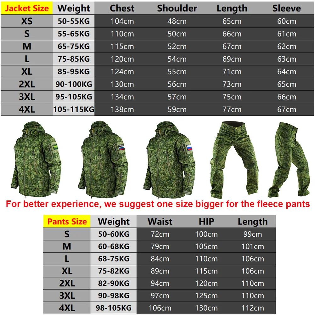 Manufacturer Equipment Camouflage Russia Outdoor Winter Suit Husband Fleece Soft Shell Warm Windproof Tactical Uniform