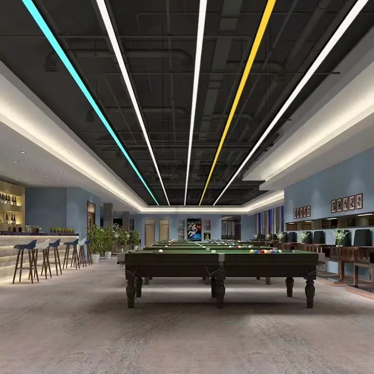 Indoor Decoration Rectangular Chandelier Aluminium Profile Long Pendant Suspension Ceiling LED Linear Hanging Light