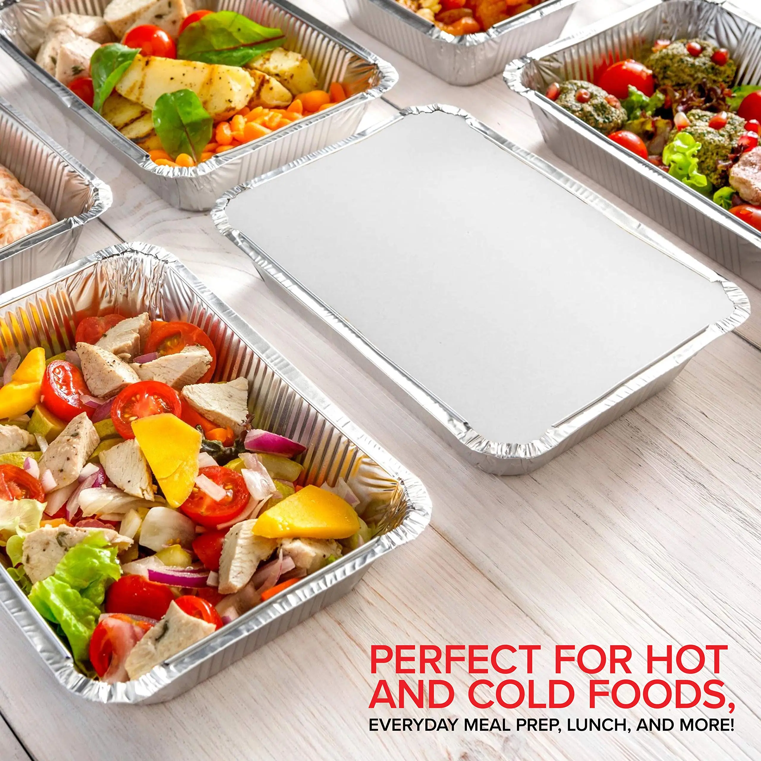 IKITCHEN Aluminum Pans Container with Lids Disposable Tin Foil Pans for Baking Meal Prep Takeout Aluminum Foil Containers