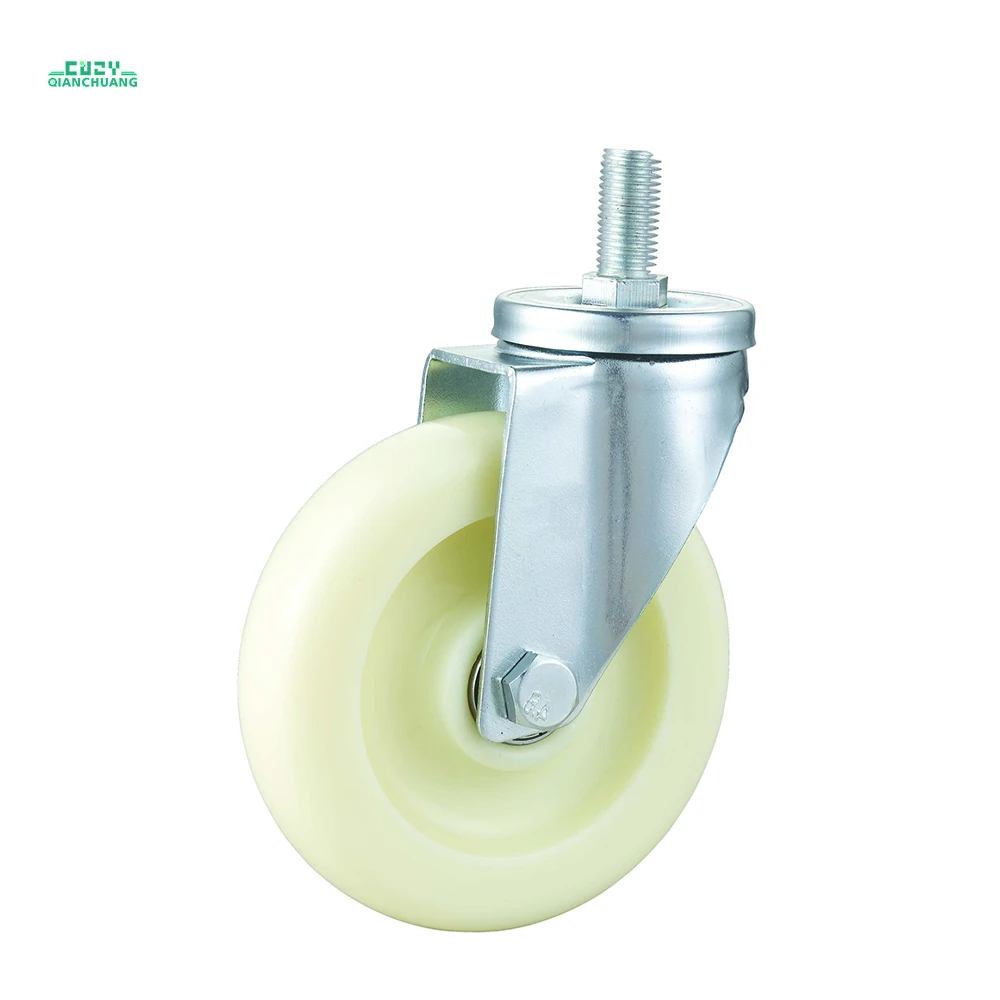 Бесшумные сверхмощные колесики, 4 дюйма, белые, полипропиленовые, промышленные колесики