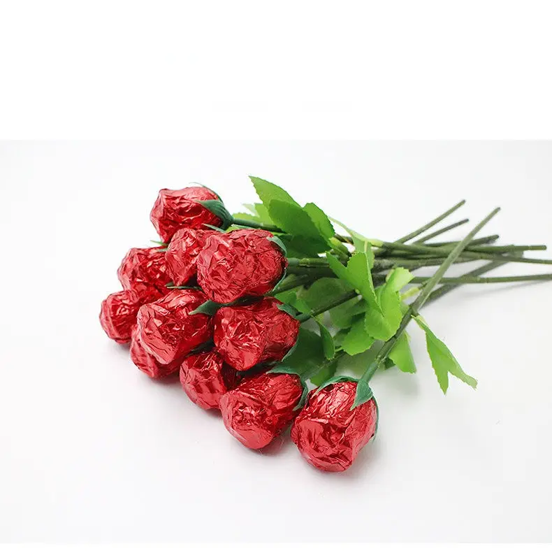 Custom Private Label Delicious Sweets Snack Chocolate Candy Rose Bouquet Flower Shaped Valentine Day Chocolate