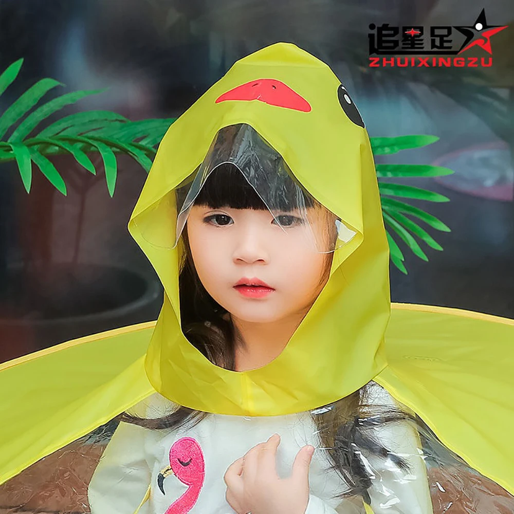 
Kids Cute Ufo Rain Coat Children Creative Umbrella Hat Magical Hands Free Raincoat Cute Duck Rain Gear 