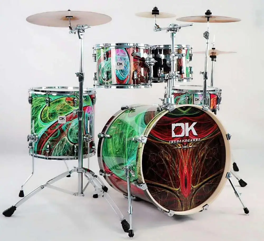 Good quality full size wood shell acoustic musical drum set