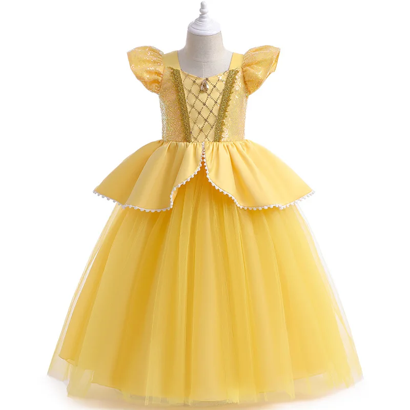 Cosplay Belle Princess Dress From Beauty the Beast for Girls Puffy Sleeve Dress Casual Style Adults Halloween Christmas Costumes