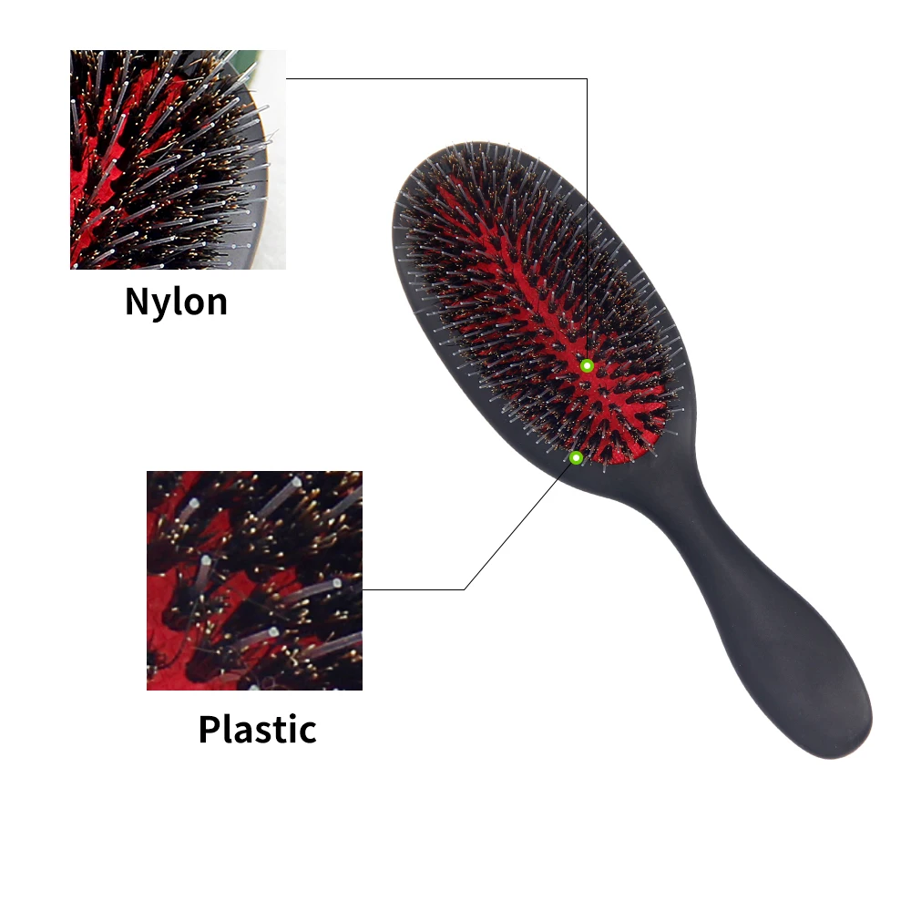 Professional Custom Detangling Wet Hair Brush with Logo Boar Soft Bristles Hair Extension Plastic Brush for Women