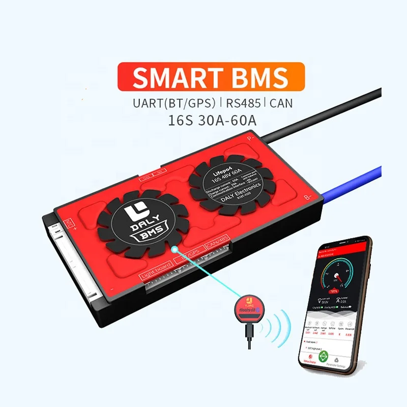 Daly Smart 16S Lifepo4 BMS 30A 40A 60A UART BT RS485 CAN