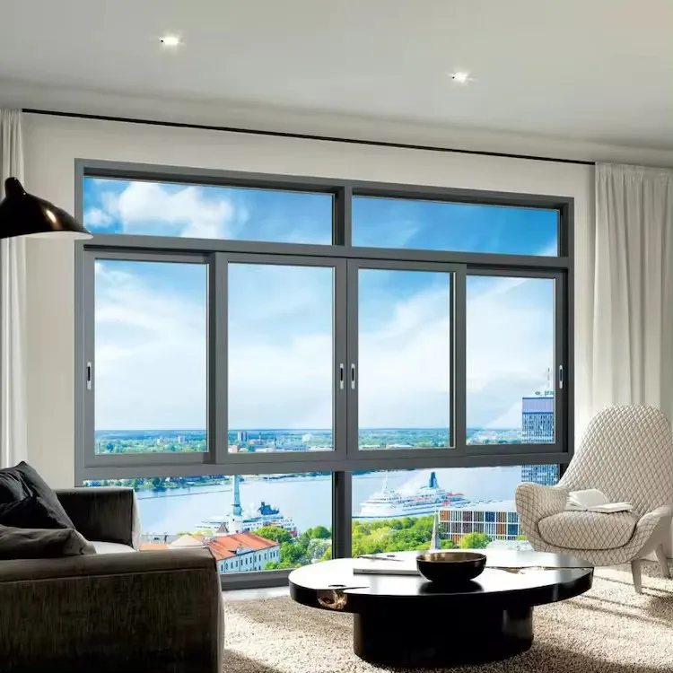 Modern custom soundproof house slide window heat & cold insulation double glazed aluminum sliding glass doors and windows
